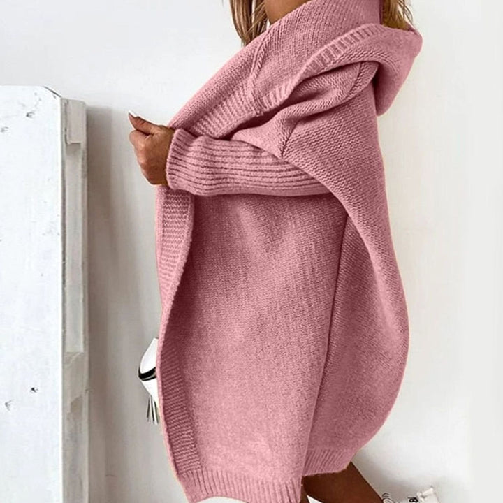 Women's Oversized Knit Cardigan Hooded Longline Open Front