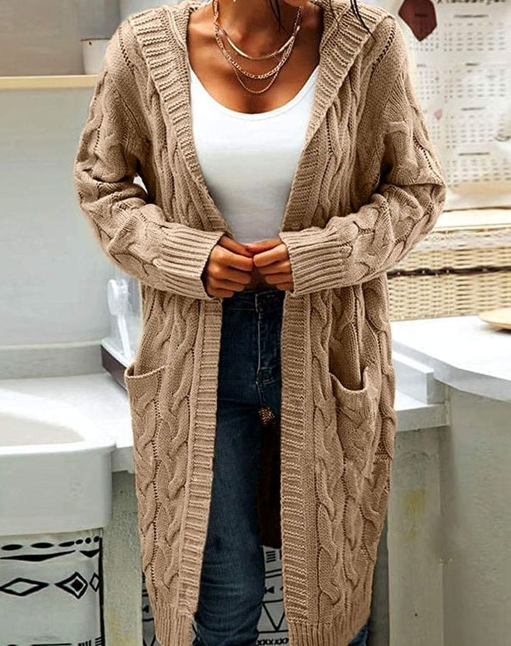 Women's Oversized Knit Cardigan Hooded Maxi Length Cosy Wrap