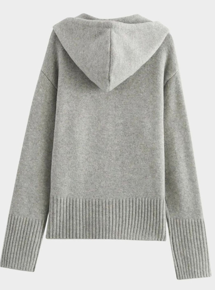 Women's Oversized Knit Cardigan Hooded Zip-Up Jumper