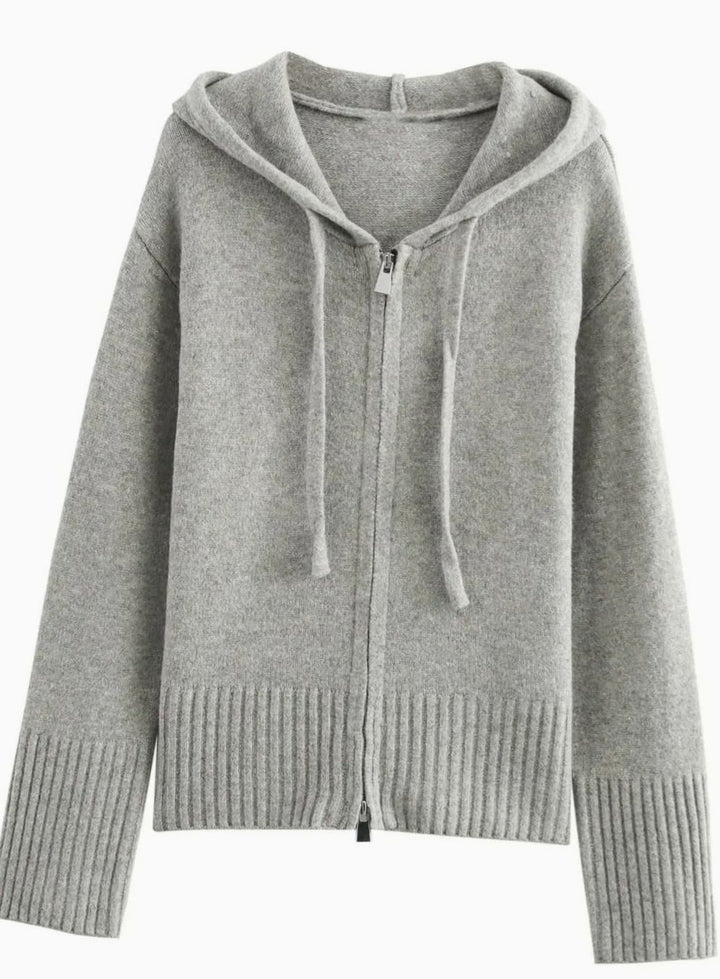 Women's Oversized Knit Cardigan Hooded Zip-Up Jumper