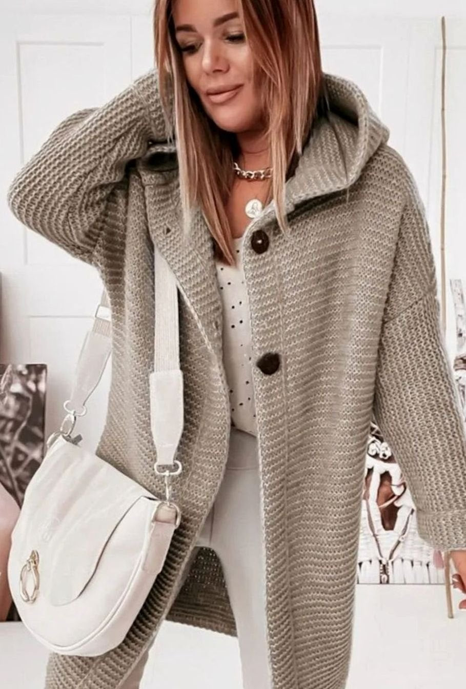 Women's Oversized Knit Cardigan Long Button-Up Cosy Sweater Coat