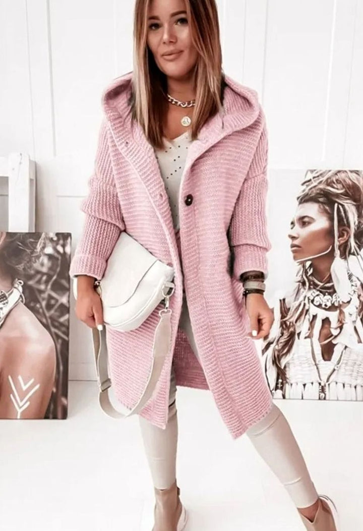 Women's Oversized Knit Cardigan Long Button-Up Cosy Sweater Coat