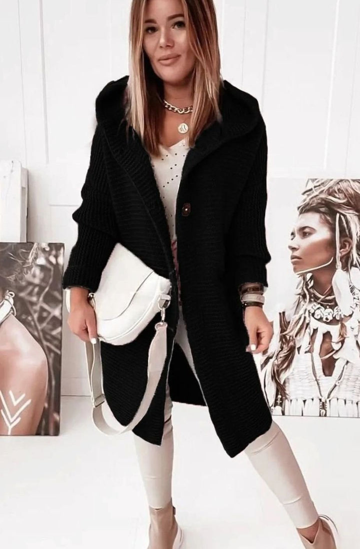 Women's Oversized Knit Cardigan Long Button-Up Cosy Sweater Coat