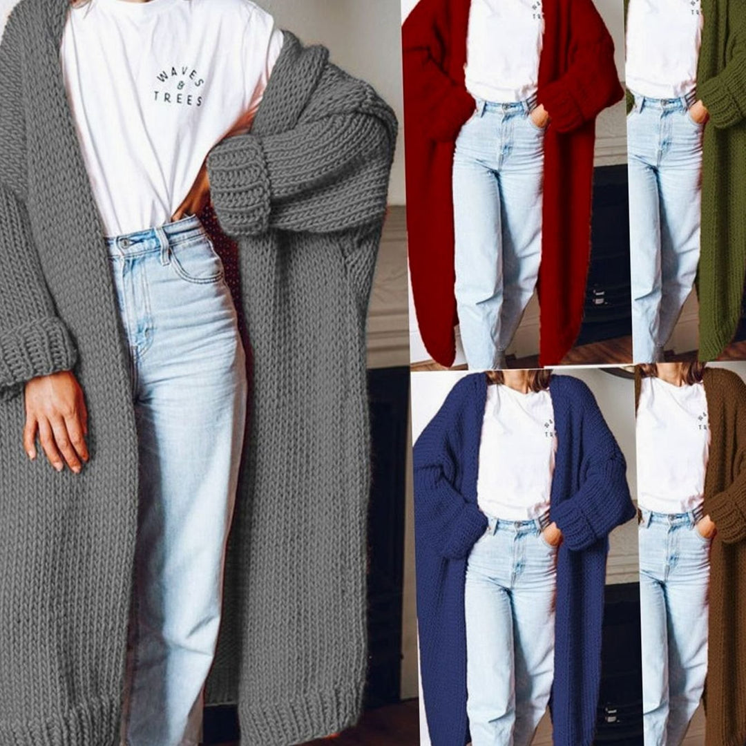 Women's Oversized Knit Cardigan Long Chunky Open Front Jumper