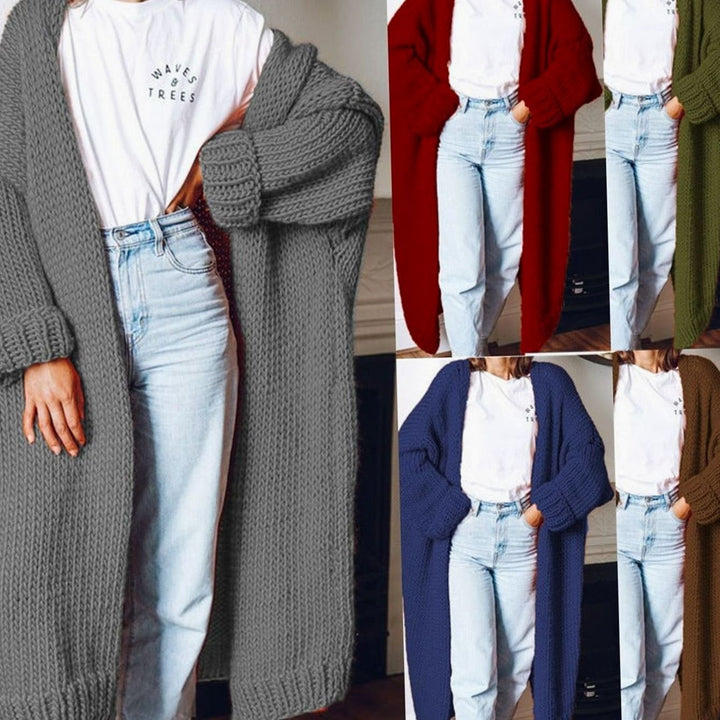 Women's Oversized Knit Cardigan Long Chunky Open Front Jumper
