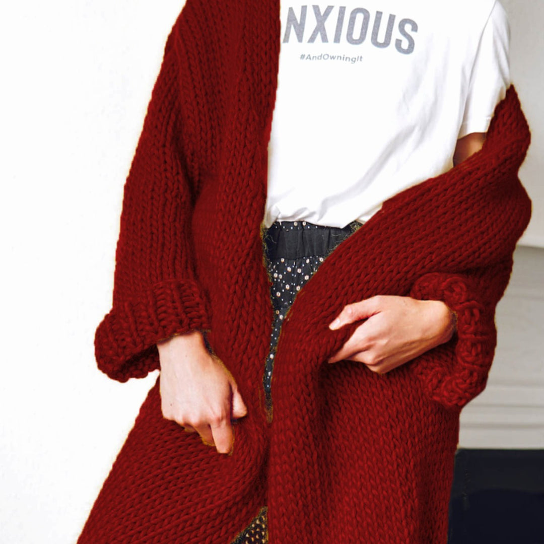 Women's Oversized Knit Cardigan Long Chunky Open Front Jumper