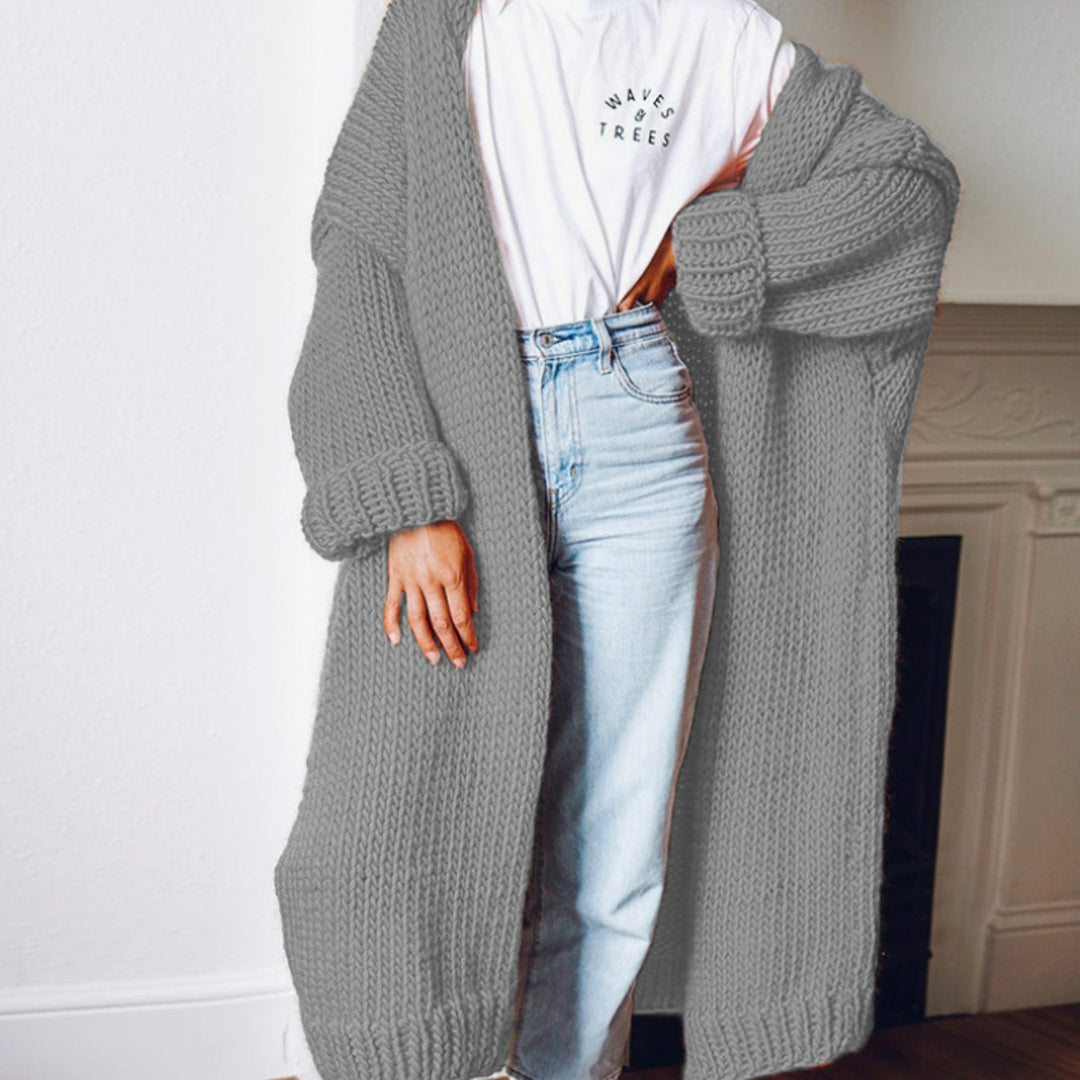 Women's Oversized Knit Cardigan Long Chunky Open Front Jumper