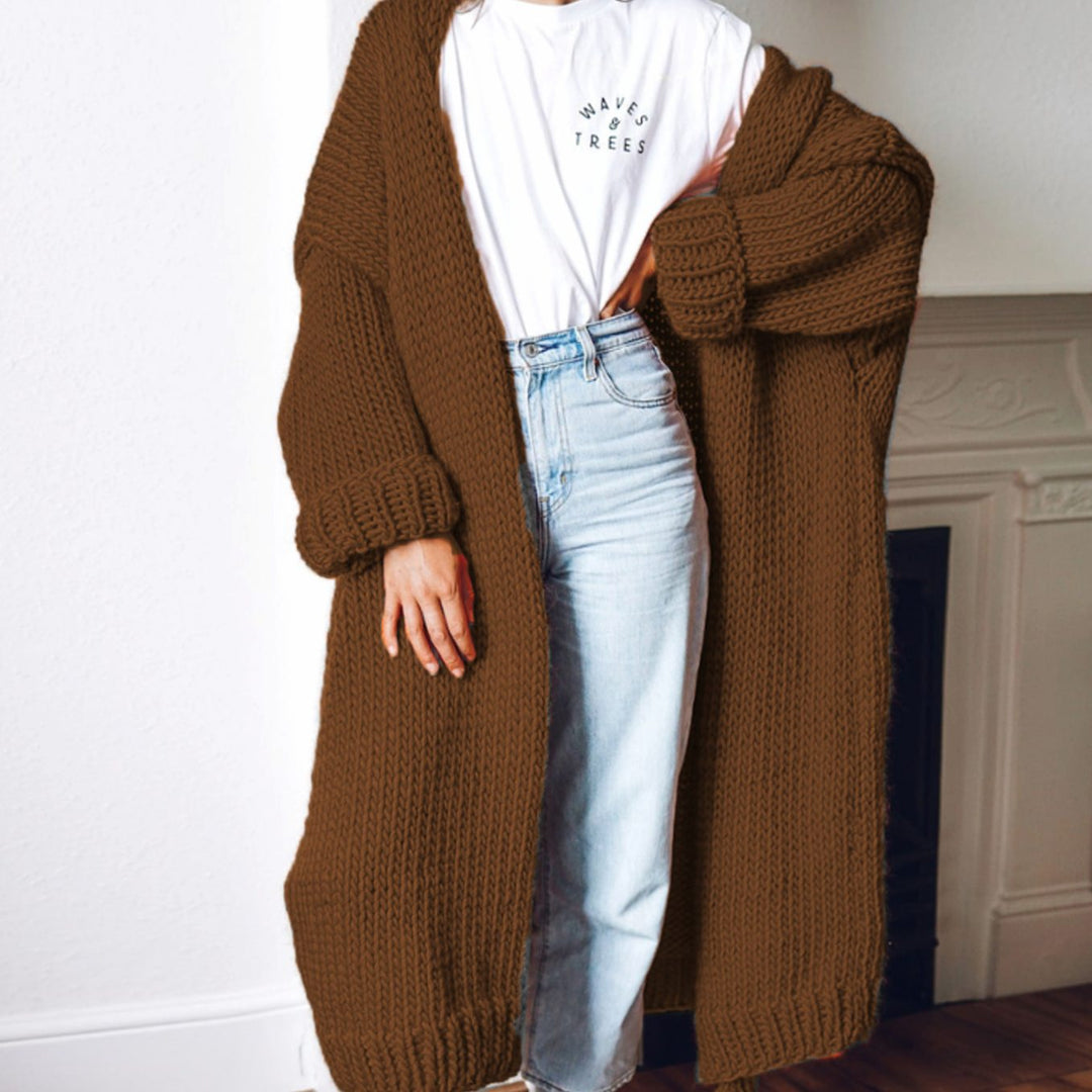 Women's Oversized Knit Cardigan Long Chunky Open Front Jumper