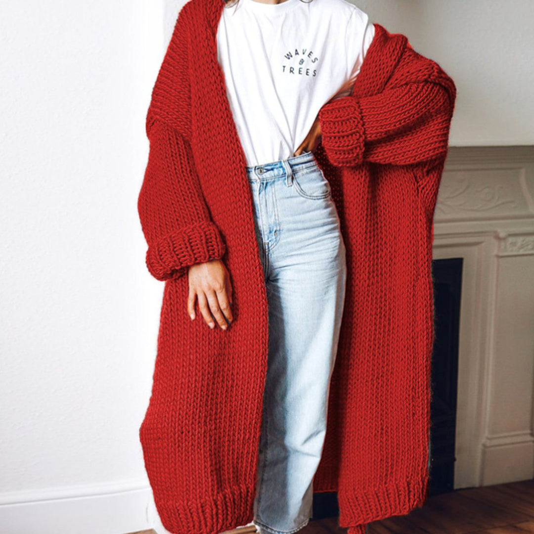 Women's Oversized Knit Cardigan Long Chunky Open Front Jumper