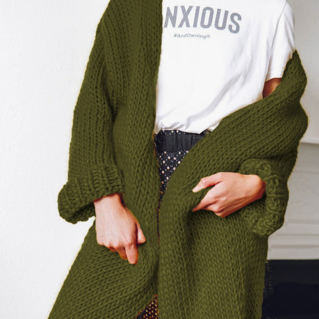 Women's Oversized Knit Cardigan Long Chunky Open Front Jumper