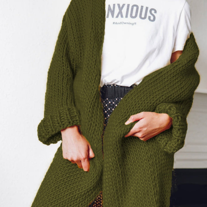Women's Oversized Knit Cardigan Long Chunky Open Front Jumper