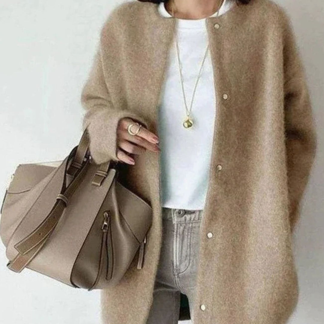 Women's Oversized Knit Cardigan Long Fluffy Button-Front Coat