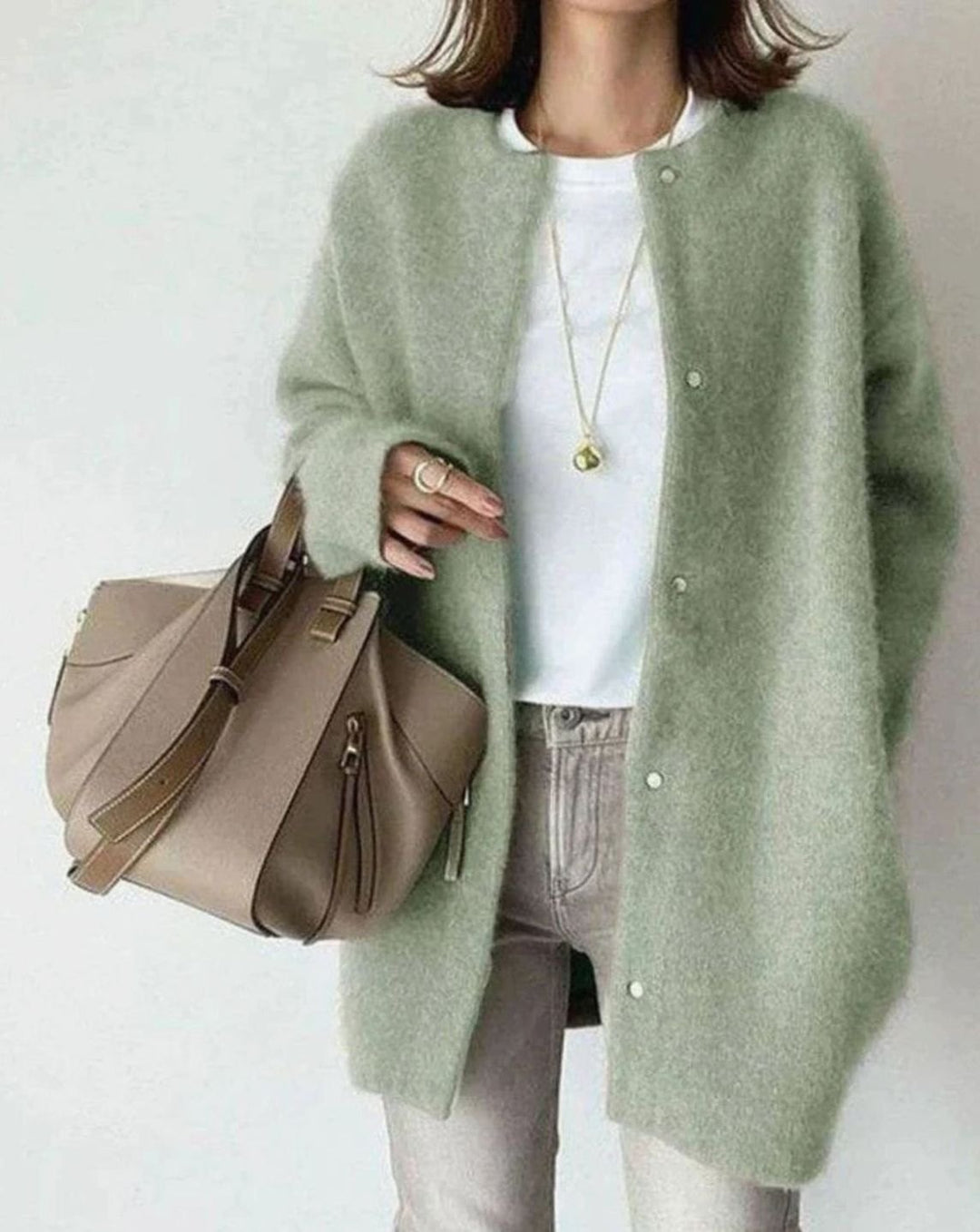 Women's Oversized Knit Cardigan Long Fluffy Button-Front Coat