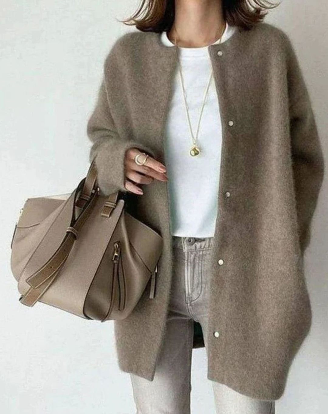Women's Oversized Knit Cardigan Long Fluffy Button-Front Coat