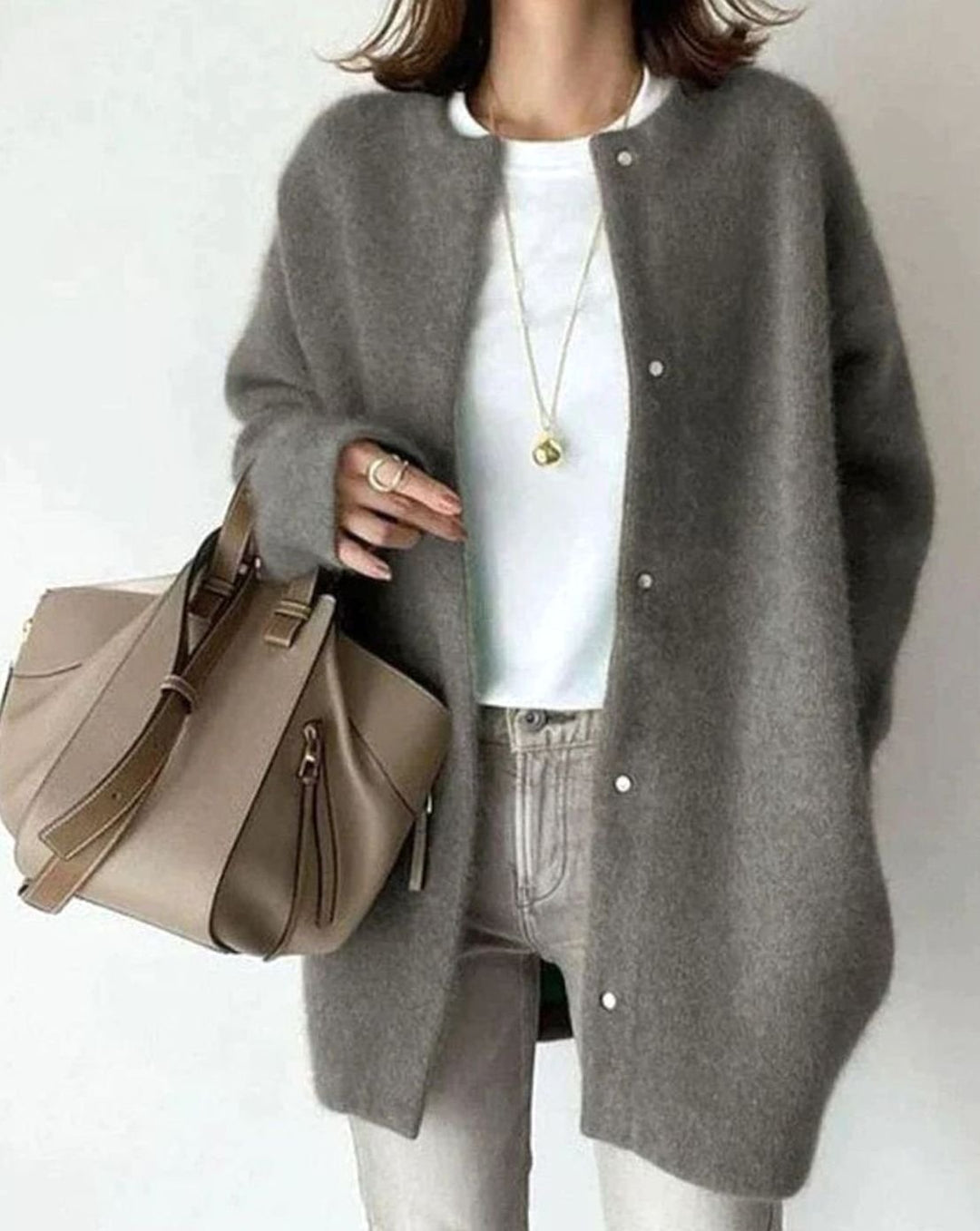 Women's Oversized Knit Cardigan Long Fluffy Button-Front Coat