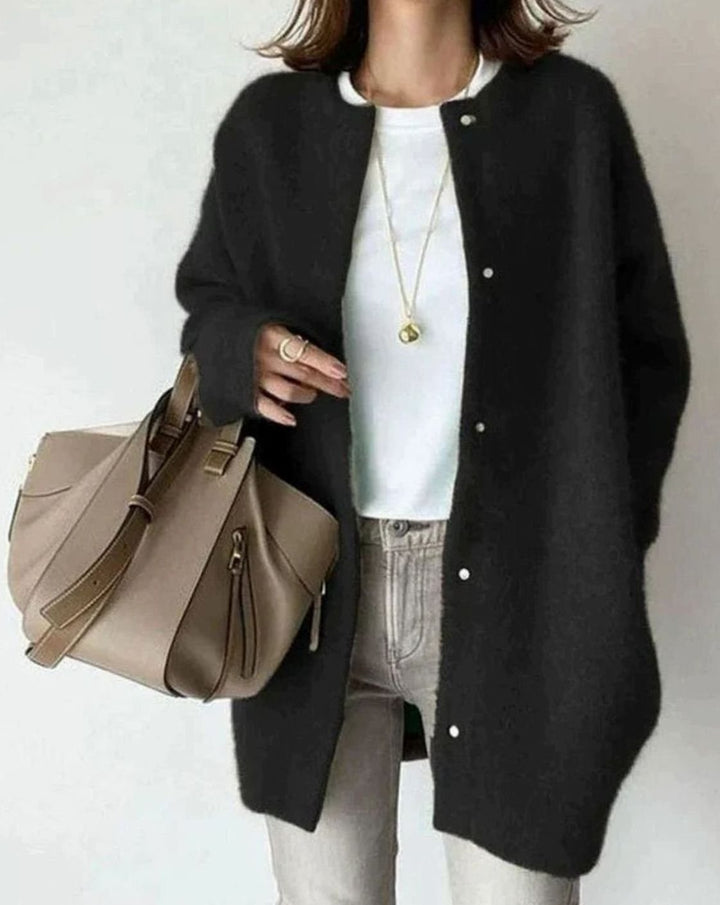 Women's Oversized Knit Cardigan Long Fluffy Button-Front Coat