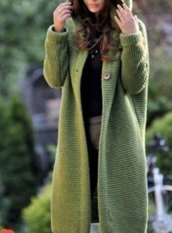 Women's Oversized Knit Cardigan Long Hooded Button-Up
