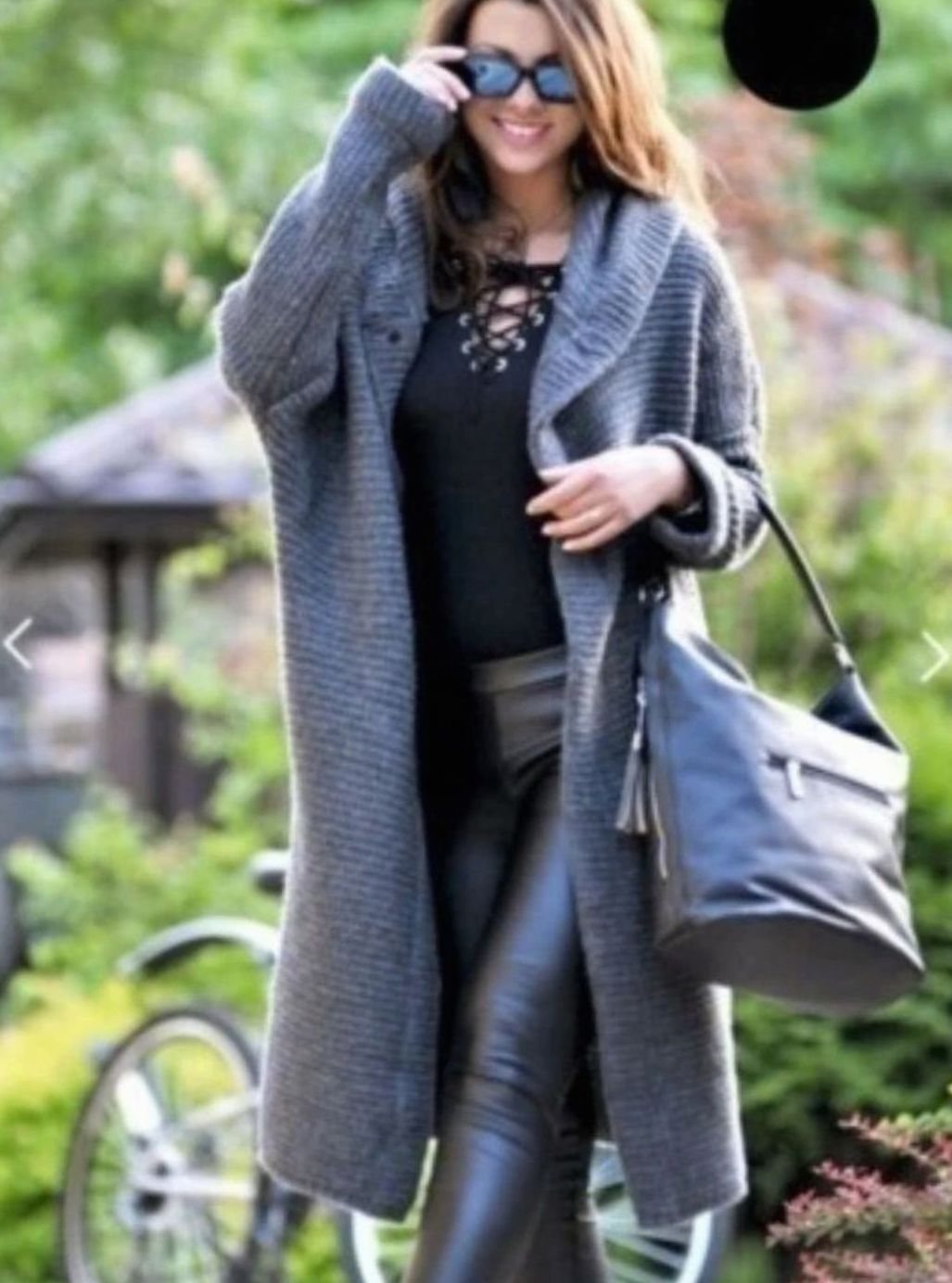 Women's Oversized Knit Cardigan Long Hooded Button-Up