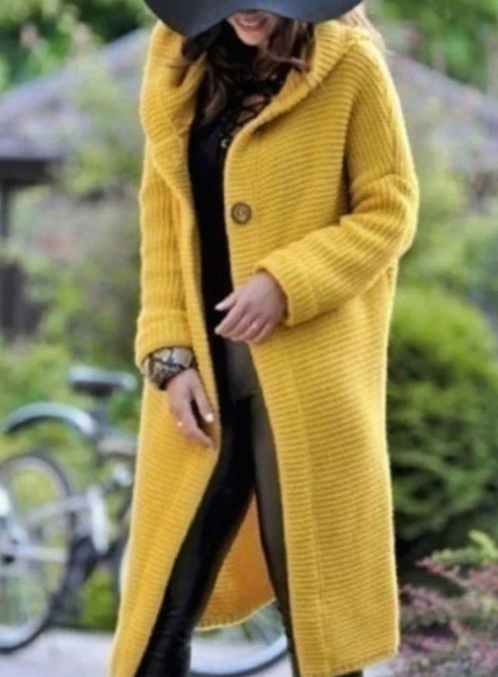 Women's Oversized Knit Cardigan Long Hooded Button-Up
