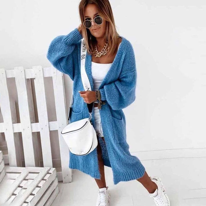 Women's Oversized Knit Cardigan Long Open-Front Longline
