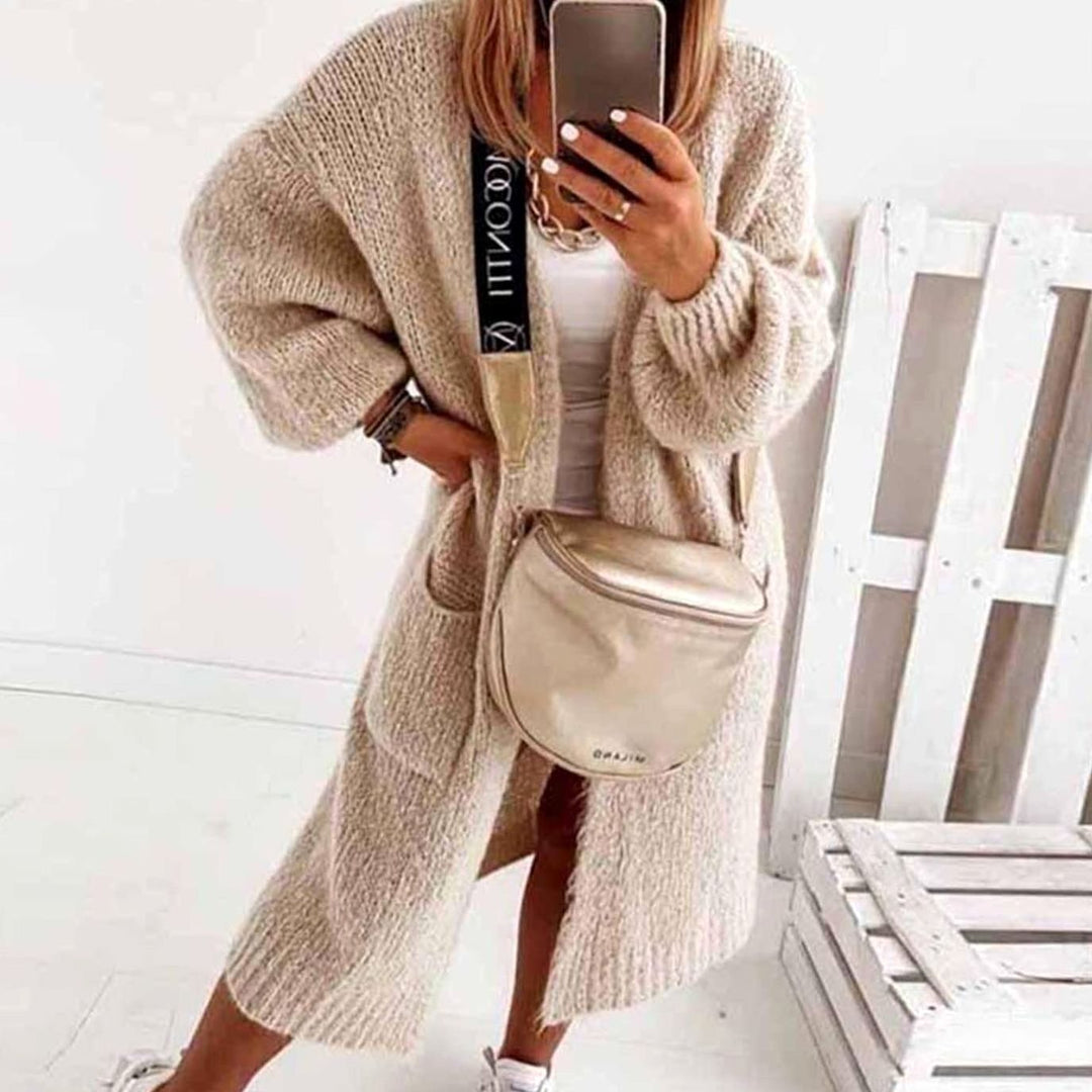 Women's Oversized Knit Cardigan Long Open-Front Longline