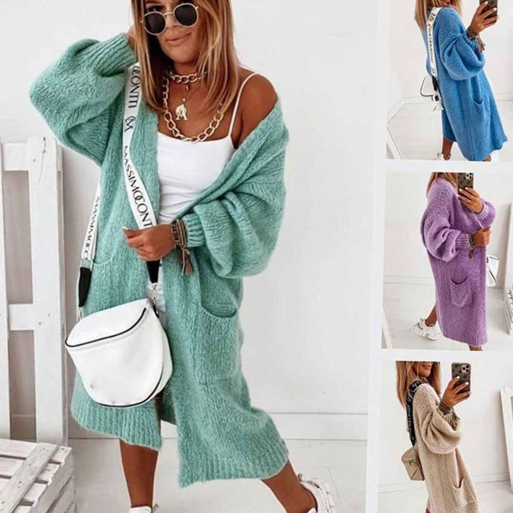 Women's Oversized Knit Cardigan Long Open-Front Longline