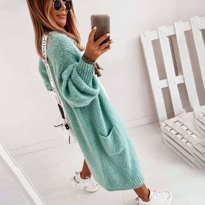 Women's Oversized Knit Cardigan Long Open-Front Longline