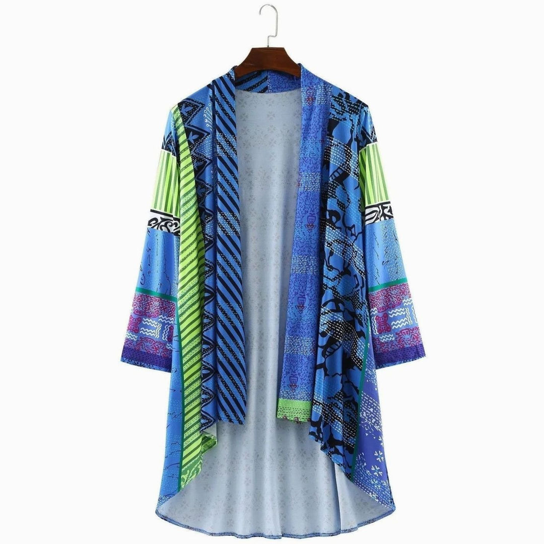 Women's Oversized Knit Cardigan Long Open-Front Printed