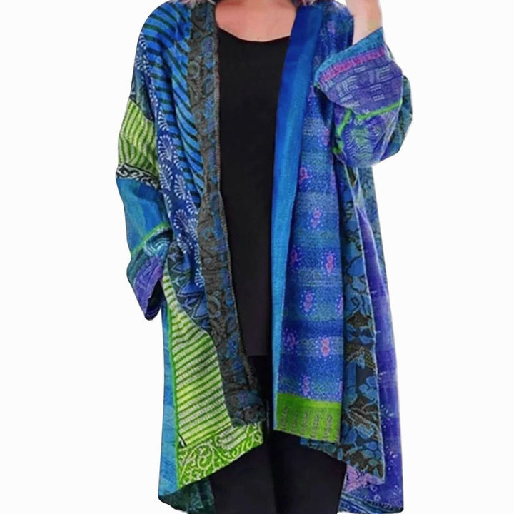 Women's Oversized Knit Cardigan Long Open-Front Printed