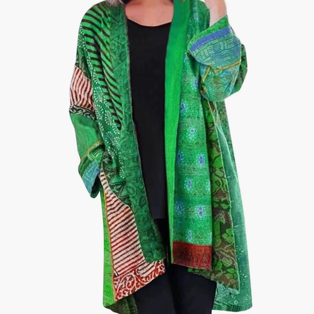 Women's Oversized Knit Cardigan Long Open-Front Printed