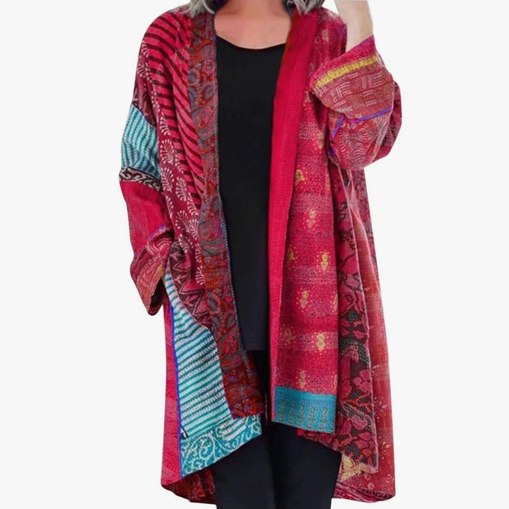 Women's Oversized Knit Cardigan Long Open-Front Printed