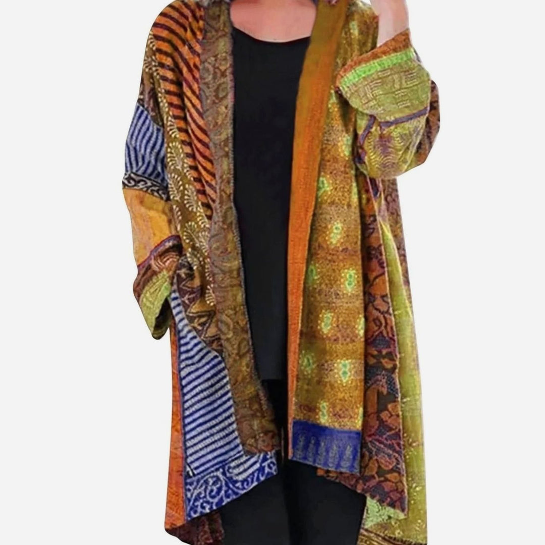 Women's Oversized Knit Cardigan Long Open-Front Printed