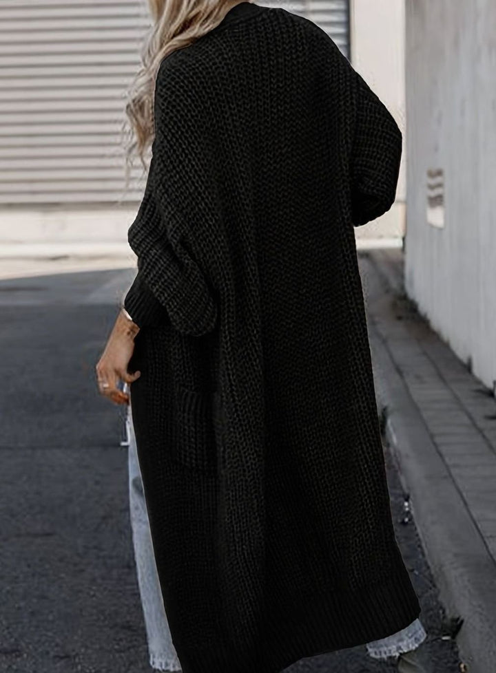 Women's Oversized Knit Cardigan Long Pocket Midi Open Front