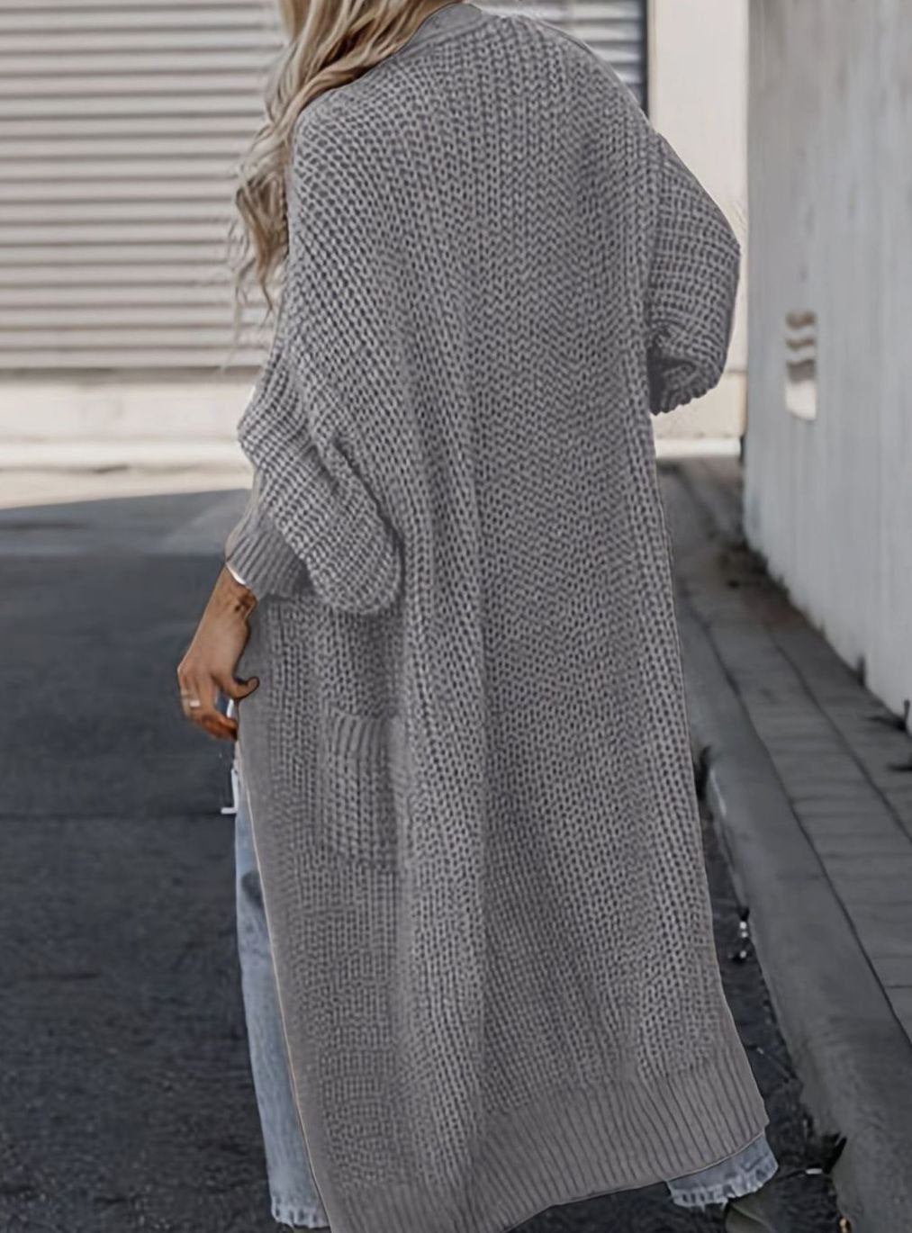 Women's Oversized Knit Cardigan Long Pocket Midi Open Front