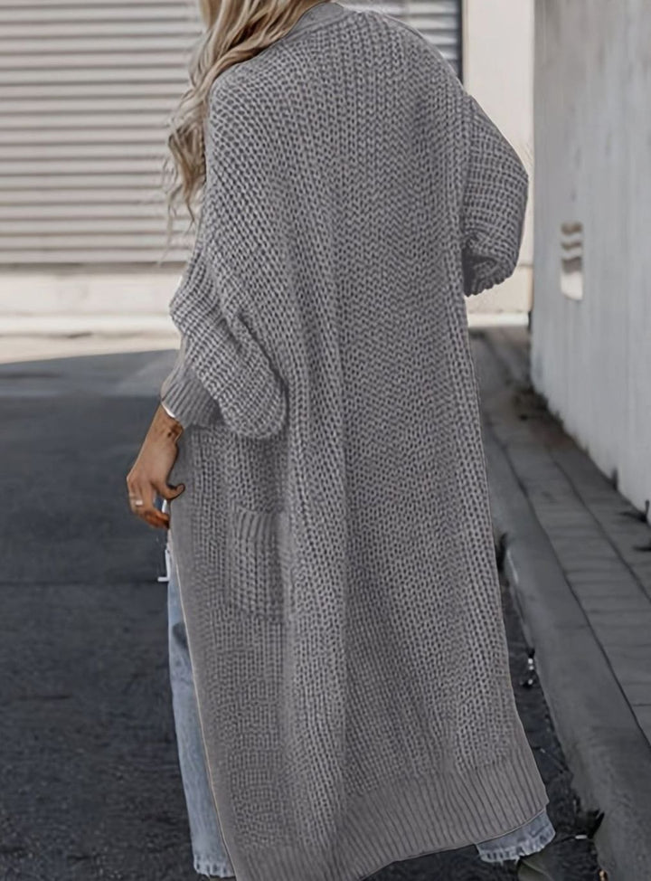 Women's Oversized Knit Cardigan Long Pocket Midi Open Front