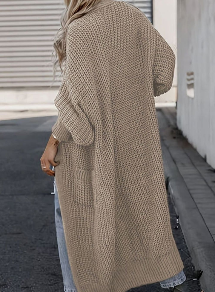 Women's Oversized Knit Cardigan Long Pocket Midi Open Front