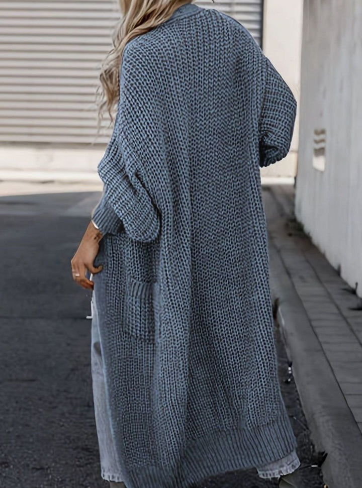 Women's Oversized Knit Cardigan Long Pocket Midi Open Front