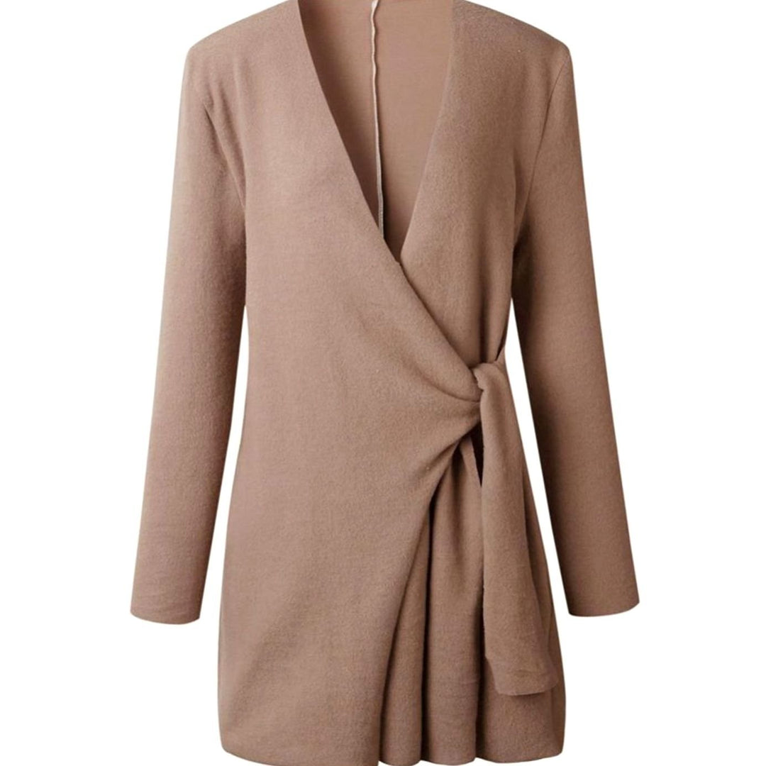 Women's Oversized Knit Cardigan Long-Sleeve Belted Wrap Top
