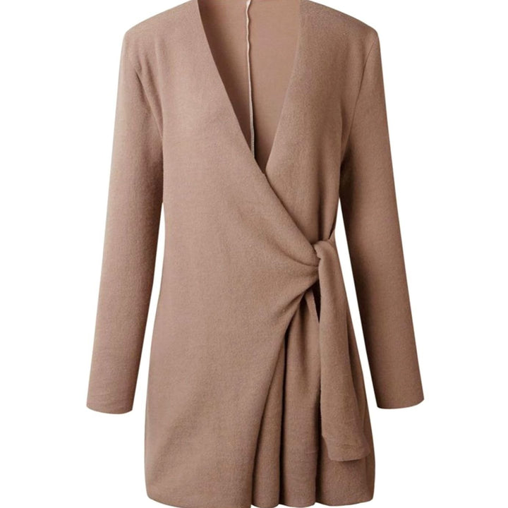 Women's Oversized Knit Cardigan Long-Sleeve Belted Wrap Top