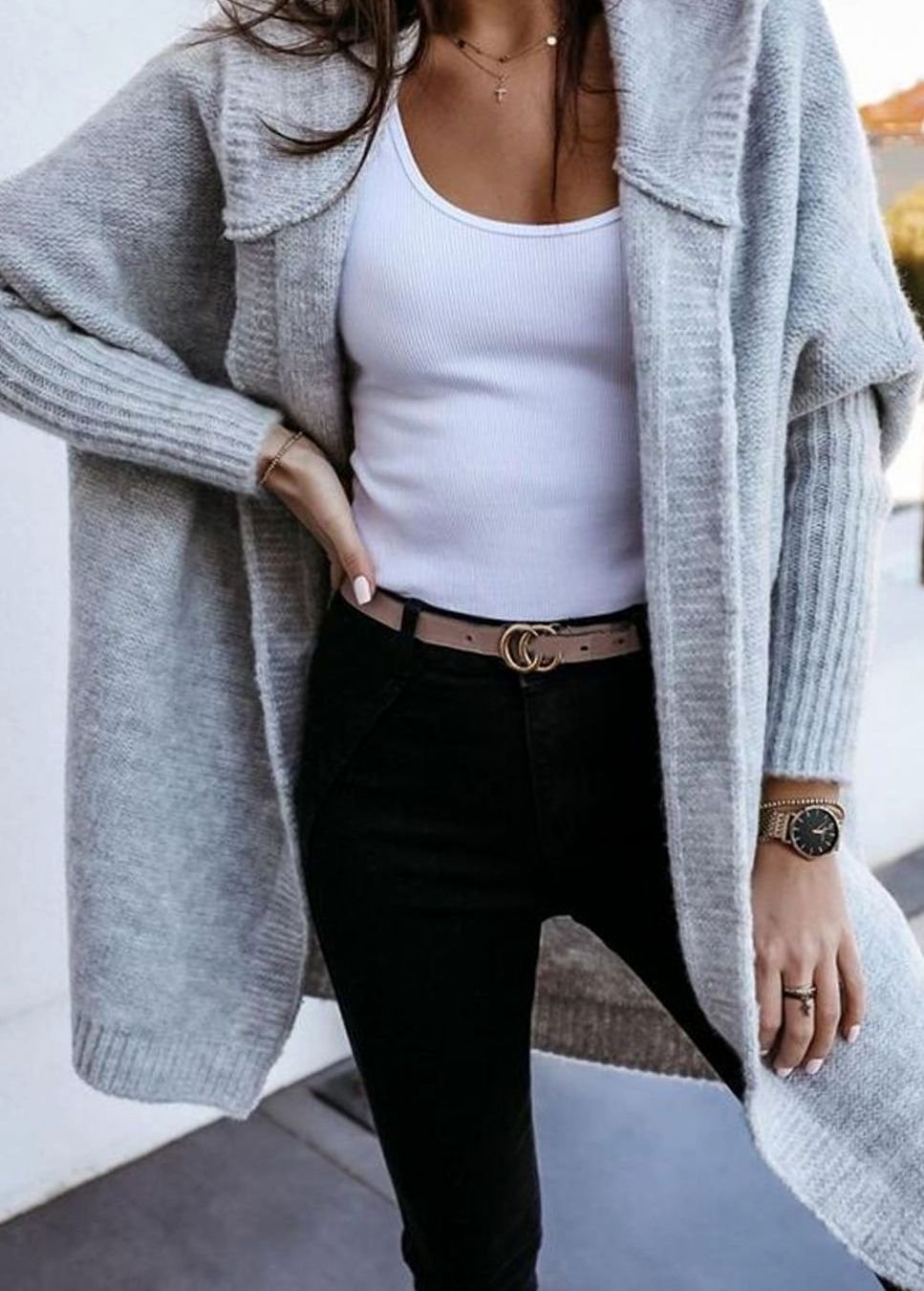 Women's Oversized Knit Cardigan Long Sleeve Open Front