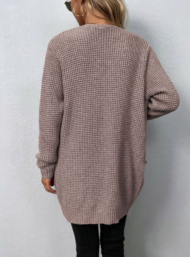 Women's Oversized Knit Cardigan Long Waffle Longline Jumper