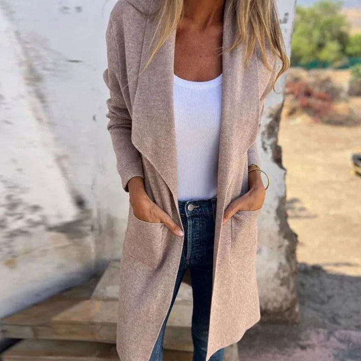 Women's Oversized Knit Cardigan Mid-Length Open Front Coat