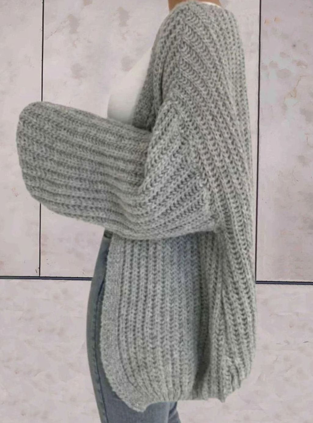 Women's Oversized Knit Cardigan Open Front Chunky Knit Jumper