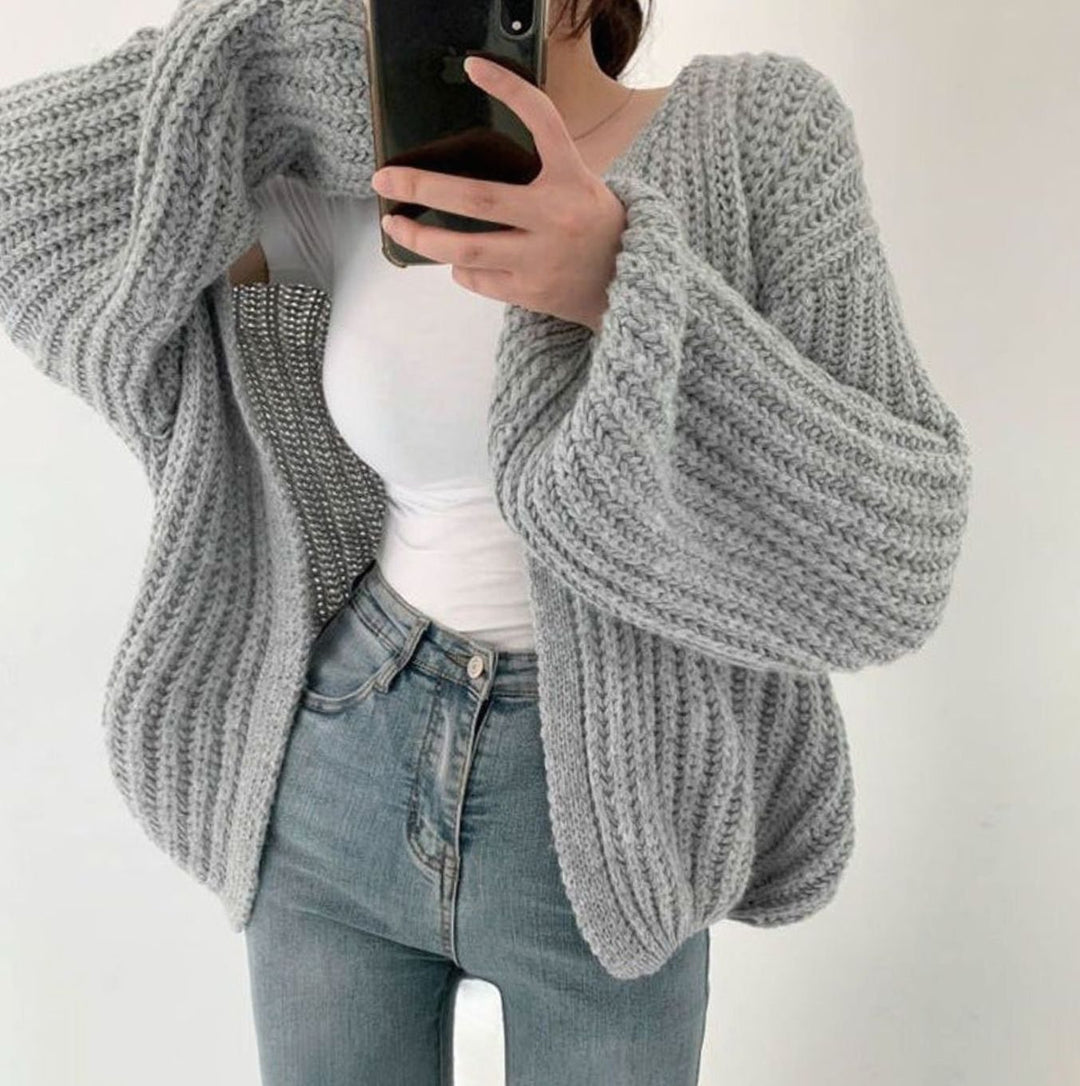 Women's Oversized Knit Cardigan Open Front Chunky Knit Jumper
