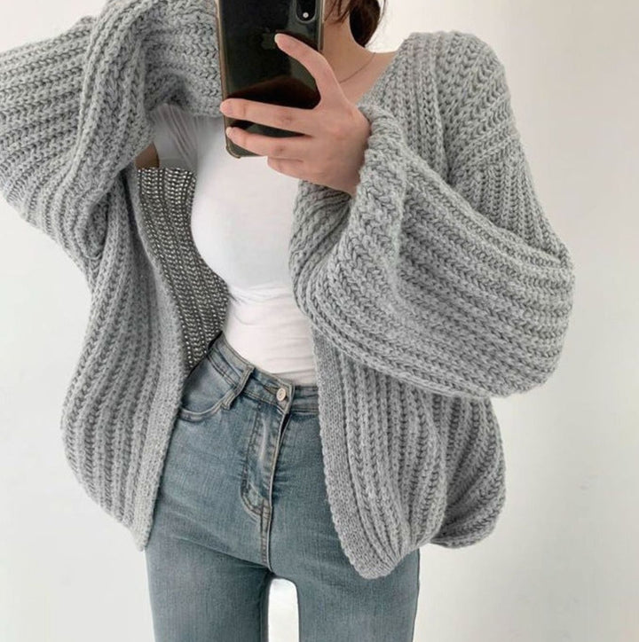 Women's Oversized Knit Cardigan Open Front Chunky Knit Jumper