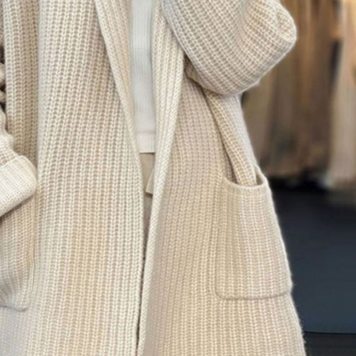 Women's Oversized Knit Cardigan Open Front Chunky Scarf Collar