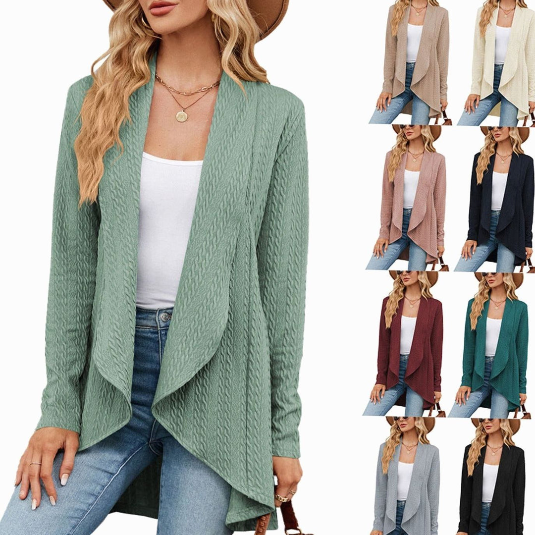 Women's Oversized Knit Cardigan Open-Front Draped Long-Sleeve Jacket