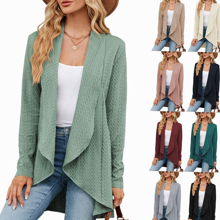 Women's Oversized Knit Cardigan Open-Front Draped Long-Sleeve Jacket