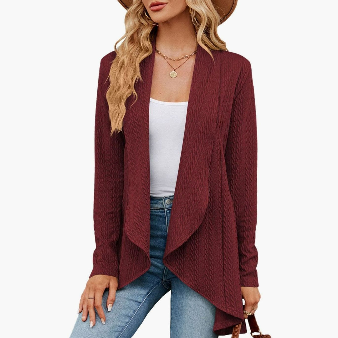 Women's Oversized Knit Cardigan Open-Front Draped Long-Sleeve Jacket
