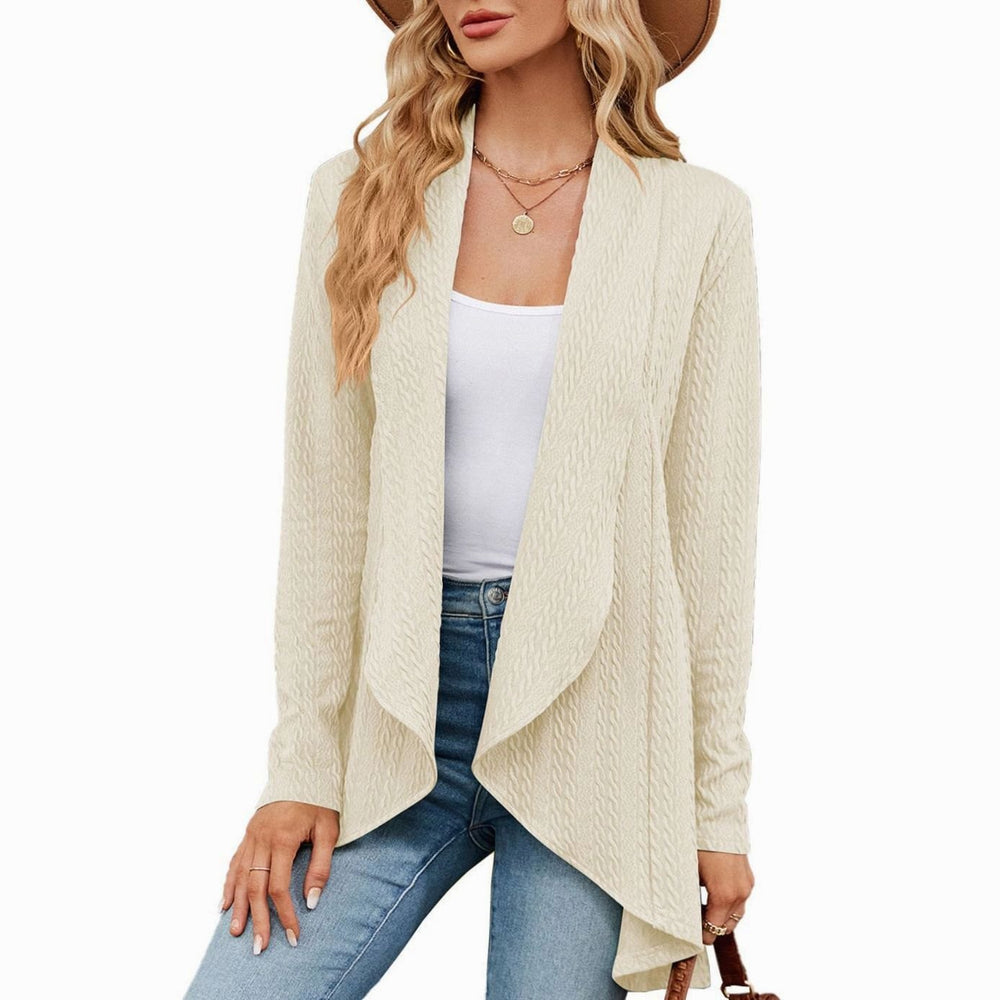 Women's Oversized Knit Cardigan Open-Front Draped Long-Sleeve Jacket